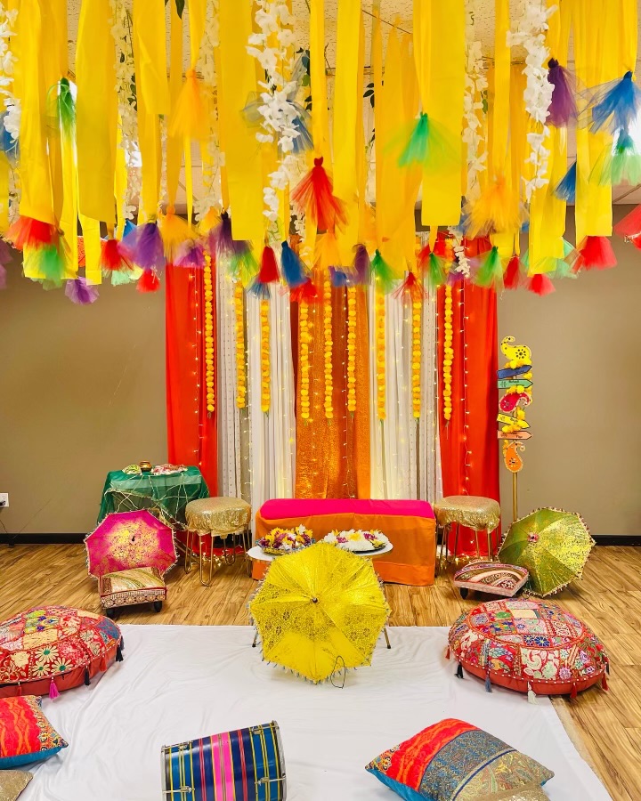 Tassel canopy mehndi setup