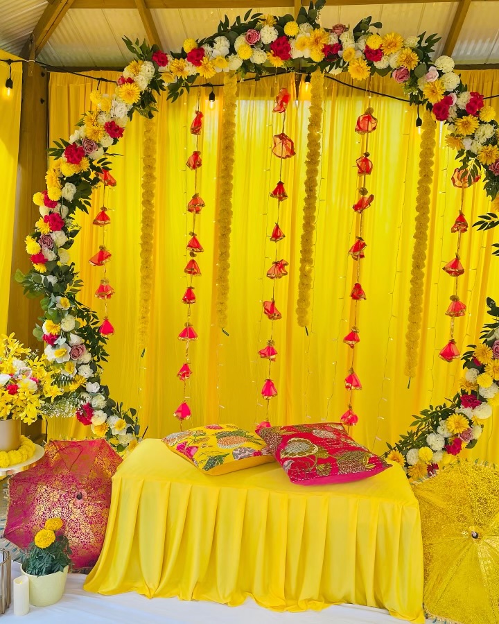 Yellow floral arch backdrop